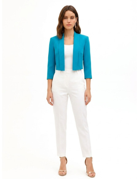 Giacca Blazer Crop Aperta In Tessuto Tecnico Rinascimento