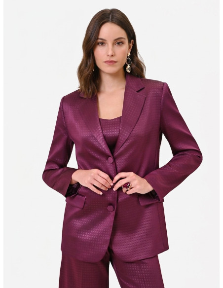 Giacca Blazer Sfiancata In Raso Jacquard Rinascimento
