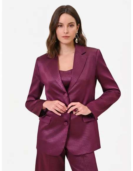 Rinascimento Jacquard Satin Fitted Blazer Jacket