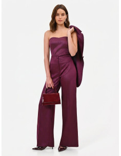Jacquard Satin Palazzo Trousers with Matching Button – Rinascimento