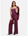 Pantaloni Palazzo In Raso Jacquard Con Bottone Abbinato Rinascimento
