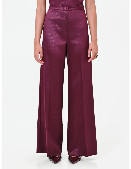 Pantaloni Palazzo In Raso Jacquard Con Bottone Abbinato Rinascimento