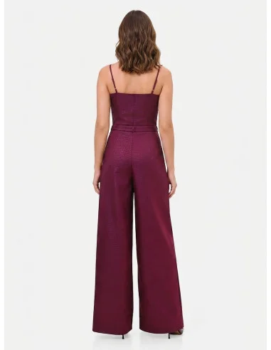 Pantaloni Palazzo In Raso Jacquard Con Bottone Abbinato Rinascimento