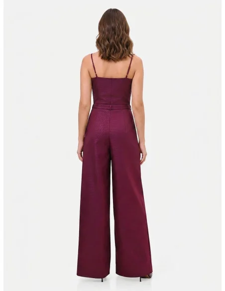 Pantaloni Palazzo In Raso Jacquard Con Bottone Abbinato Rinascimento