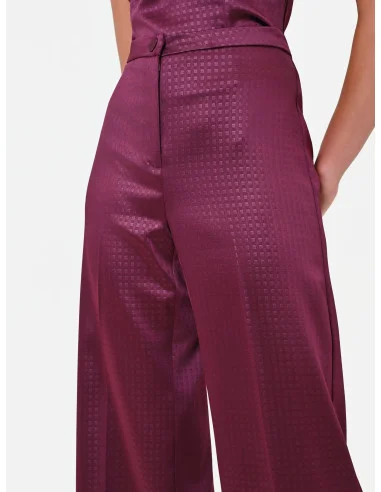Pantaloni Palazzo In Raso Jacquard Con Bottone Abbinato Rinascimento