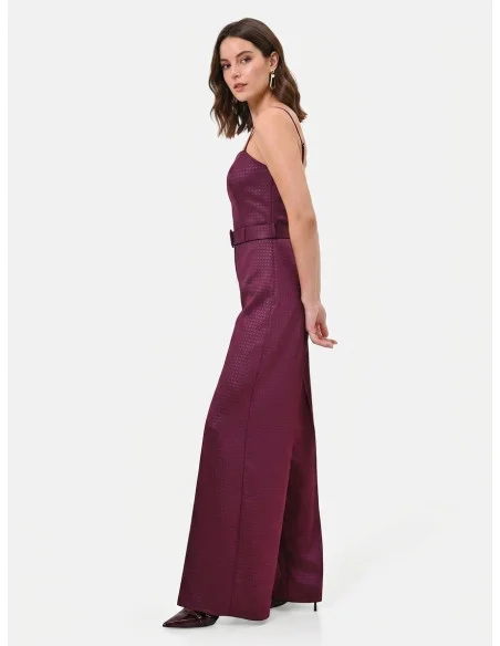 Jacquard Satin Palazzo Trousers with Matching Button – Rinascimento