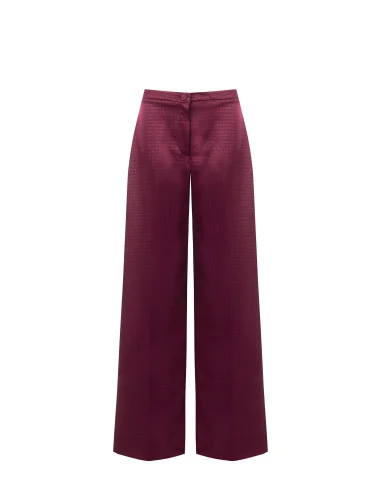 Pantalon palazzo en satin jacquard avec bouton assorti « Rinascimento »