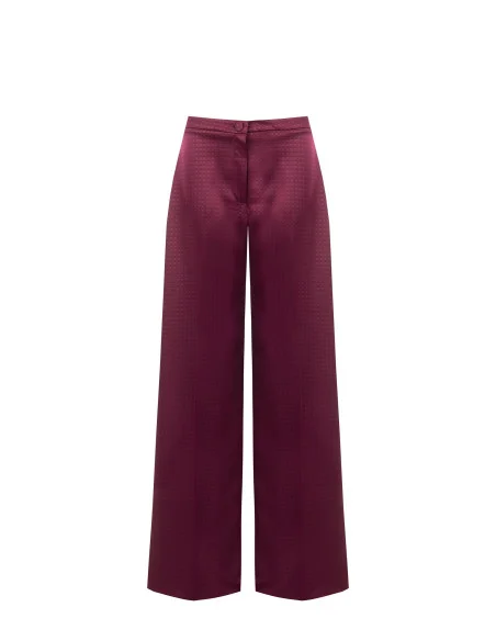Pantaloni Palazzo In Raso Jacquard Con Bottone Abbinato Rinascimento