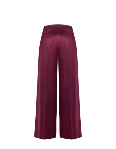 Jacquard Satin Palazzo Trousers with Matching Button – Rinascimento