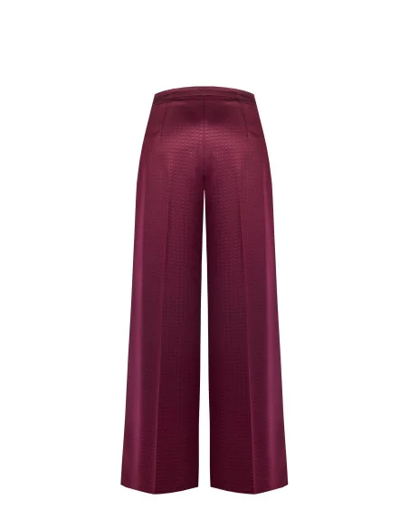 Jacquard Satin Palazzo Trousers with Matching Button – Rinascimento