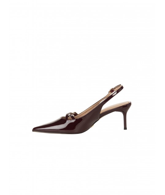 Slingback A Punta In Vernice Lucida Con Cinturini Incrociati Rinascimento