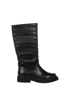 Bottes de motard en simili cuir plissées avec bride « Rinascimento »