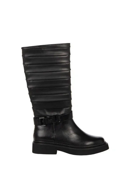 Bottes de motard en simili cuir plissées avec bride « Rinascimento »