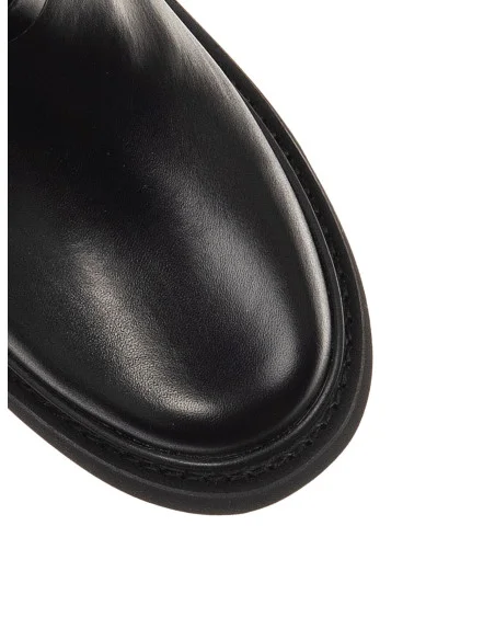 Rinascimento Pleated Faux Leather Biker Boots with Strap