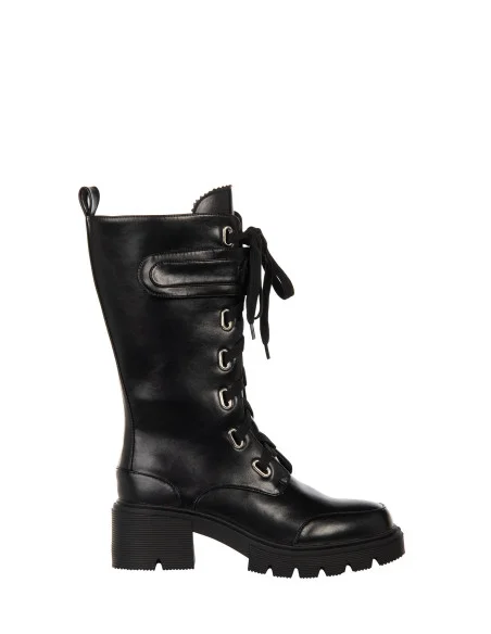 Bottes chunky en simili-cuir, à lacets sur le devant, Rinascimento