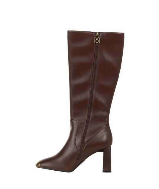 Rinascimento Faux Leather Boot with Metal Toe and Square Heel