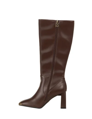 Rinascimento Faux Leather Boot with Metal Toe and Square Heel