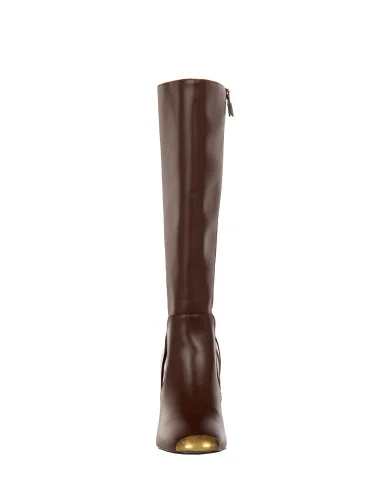Rinascimento Faux Leather Boot with Metal Toe and Square Heel