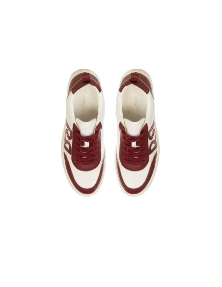 Two-tone faux leather trainers with the RR Rinascimento logo