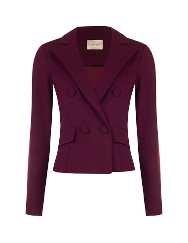 Giacca Blazer Corta Sfiancata Doppio Petto In Scuba Crepe Con Bottoni Coordinati Rinascimento
