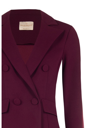 Veste blazer courte cintrée à double boutonnage en crêpe scuba avec...
