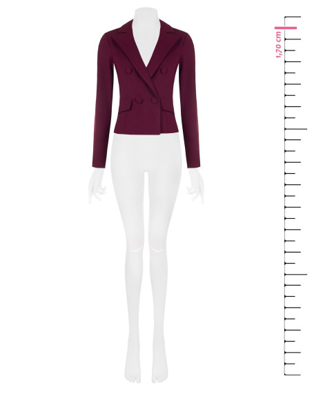 Cropped Fitted Double-Breasted Blazer Jacket in Scuba Crepe with Matching Buttons Rinascimento