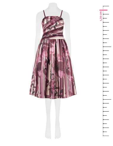 Abito Midi Bustier In Raso Strutturato Duchesse A Fiori E Righe Rinascimento