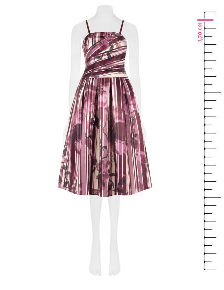 Abito Midi Bustier In Raso Strutturato Duchesse A Fiori E Righe Rinascimento