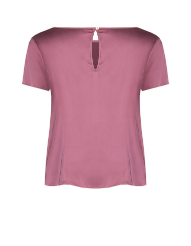 Blusa Fluida In Satin Con Maniche Corte E Scollo Tondo Rinascimento