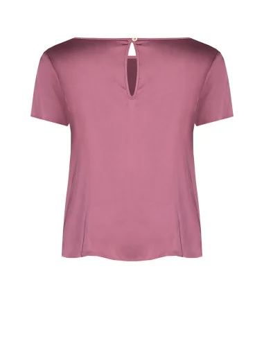 Fluid Satin Blouse with Short Sleeves and Round Neck Rinascimento