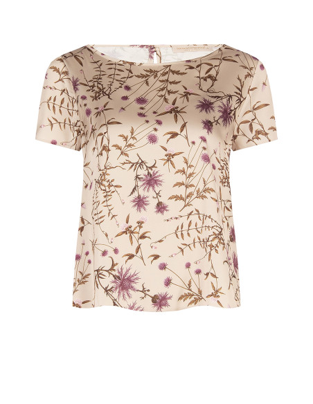Loose-fitting, flowing Rinascimento floral satin blouse - Vestiti F...