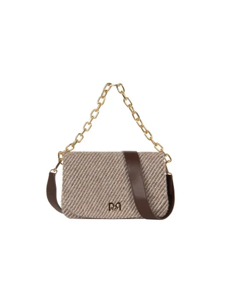 Shoulder Bag In Warm Striped Fabric With Chain And Removable Shoulder Strap Rinascimento