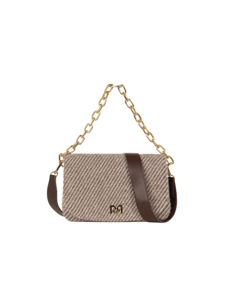 Sac à bandoulière en tissu chaud à rayures avec chaîne et bandoulière amovible Rinascimento