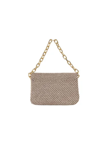 Shoulder Bag In Warm Striped Fabric With Chain And Removable Shoulder Strap Rinascimento