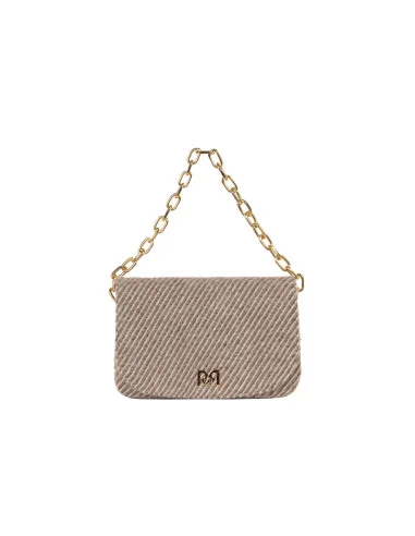 Shoulder Bag In Warm Striped Fabric With Chain And Removable Shoulder Strap Rinascimento