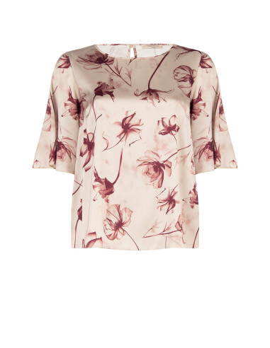 Blouse Curvy en satin à grands motifs floraux dégradés, avec manche...