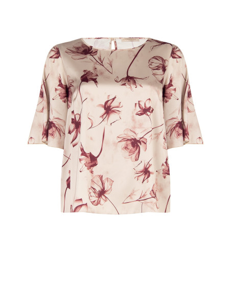 Blouse Curvy en satin à grands motifs floraux dégradés, avec manche...
