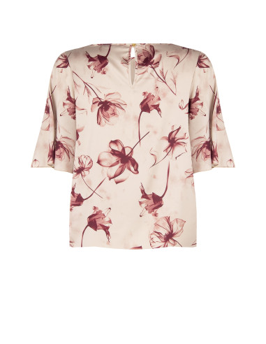 Blouse Curvy en satin à grands motifs floraux dégradés, avec manche...