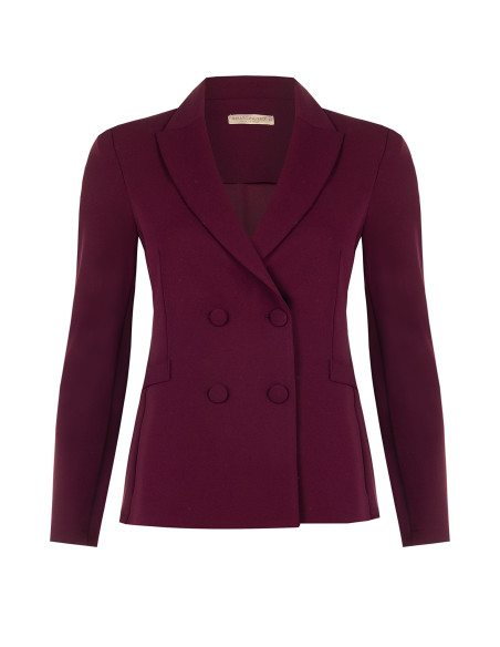 Veste blazer cintrée pour femmes rondes en crêpe scuba avec boutons...