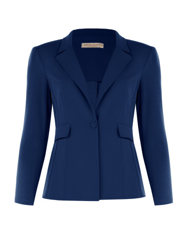 Veste blazer cintrée pour femmes rondes en crêpe scuba avec bouton ...