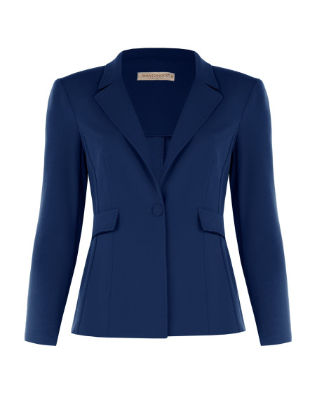Curvy Fitted Blazer Jacket in Scuba Crepe with Matching Button Rinascimento Curvy
