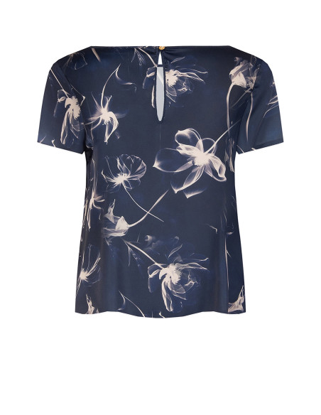Blusa Ampia E Fluida In Raso A Fiori Grandi Rinascimento