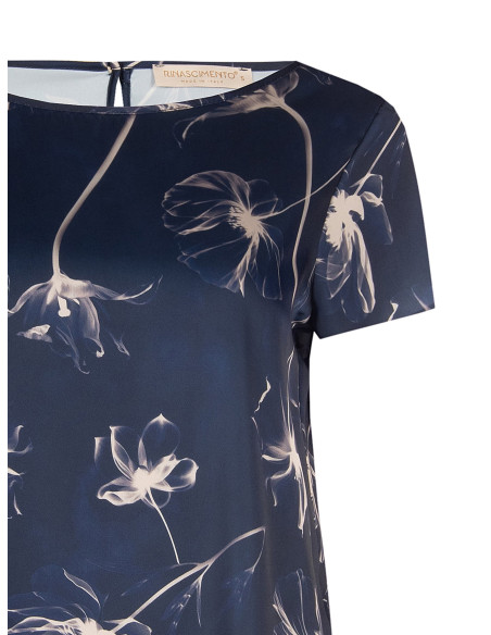 Blouse ample et fluide en satin à grands motifs floraux « Rinascime...