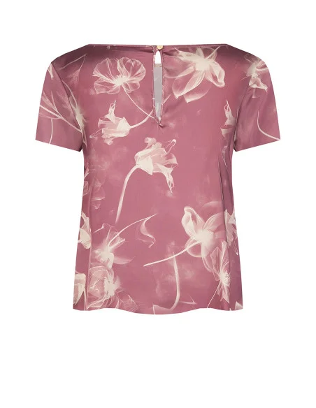 Blusa Ampia E Fluida In Raso A Fiori Grandi Rinascimento