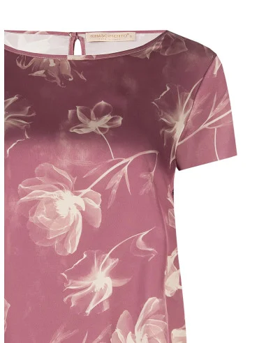 Blusa Ampia E Fluida In Raso A Fiori Grandi Rinascimento