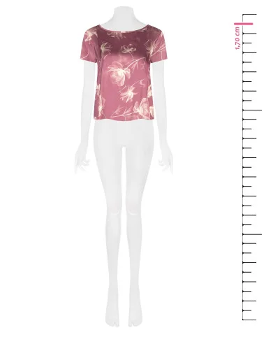 Blusa Ampia E Fluida In Raso A Fiori Grandi Rinascimento
