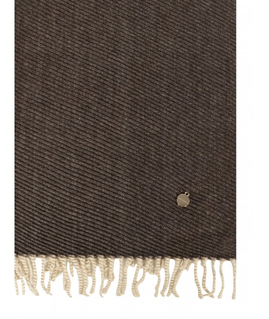 Sciarpa Wool-Touch Effetto A Righe Trasversali Con Frange Rinascimento