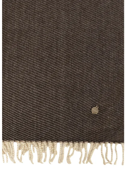 Wool-Touch Scarf with Transverse Stripes and Fringes Rinascimento