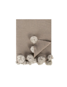 Écharpe en mélange de viscose à rayures diagonales avec pompons en ...