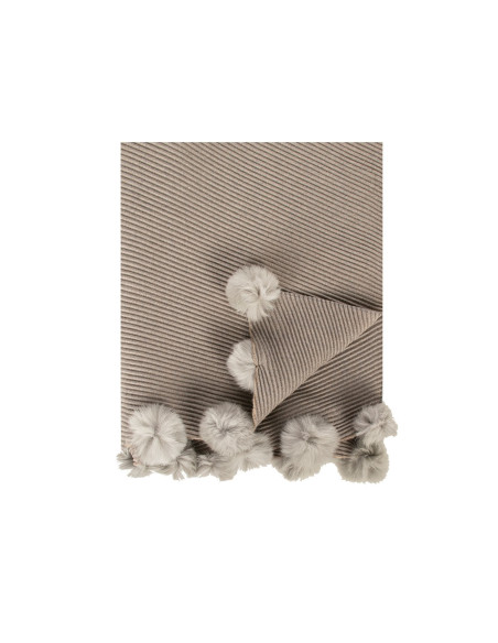 Rinascimento Diagonal-Ribbed Viscose-Blend Scarf with Faux Fur Pom-...